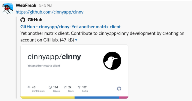 github website preview on slack