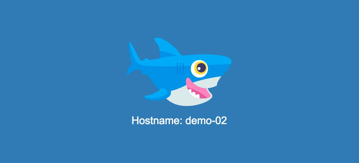 Demo web page with Sammy the shark and a hostname