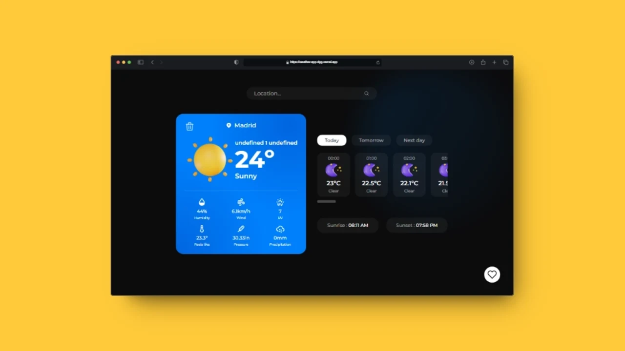 Weather App principal page