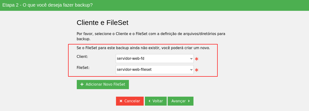 Client e FileSet