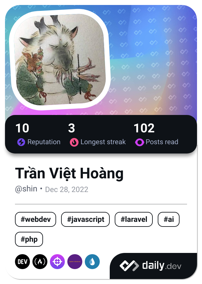 Trần Việt Hoàng's Dev Card
