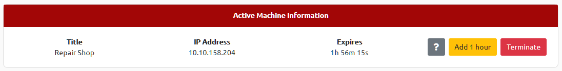 Machine details are shown at the top of the page