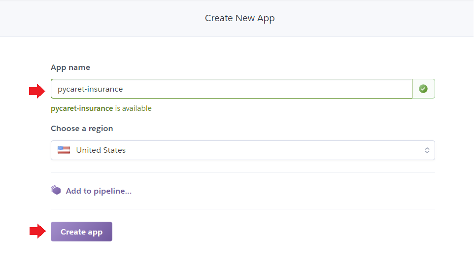 Heroku — Create new app