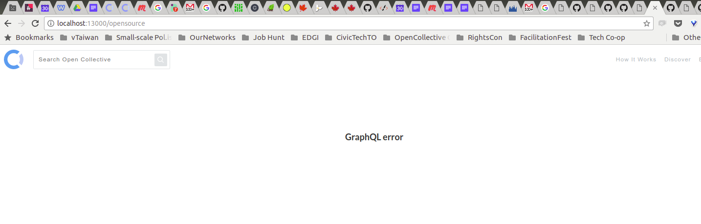 screenshot of collective page with graphql error