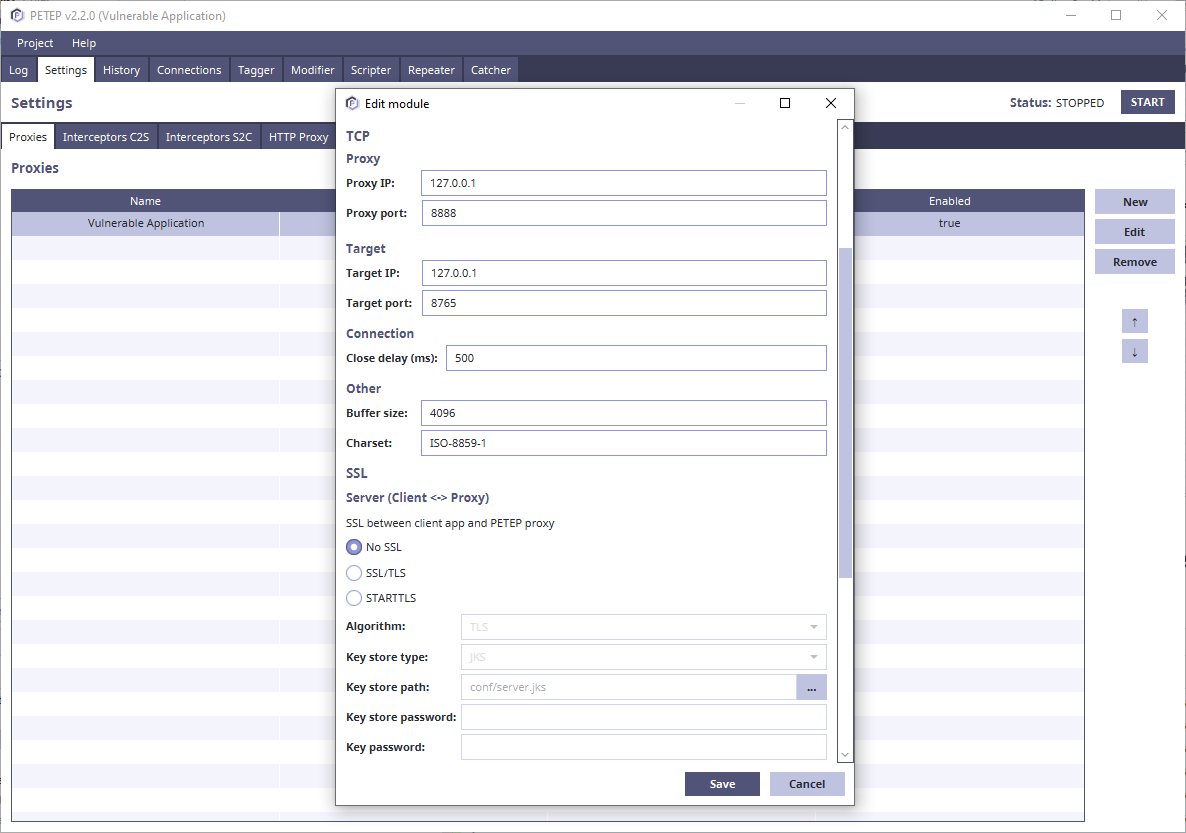 PETEP Proxy Settings