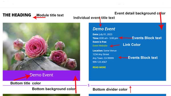 Blog Events for Divi Screen shot with description