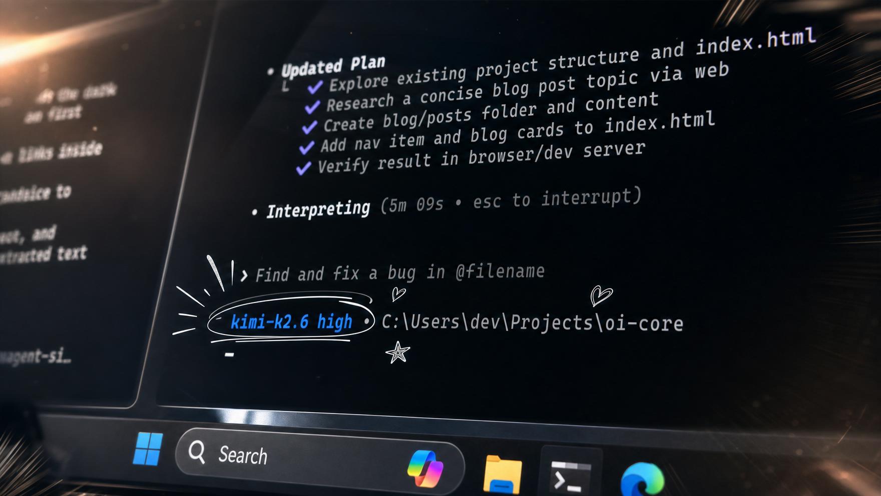 Open Interpreter running in a terminal