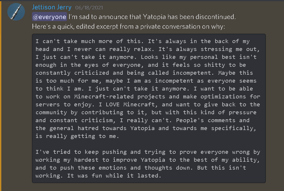 YatopiaMC Discord Announcement