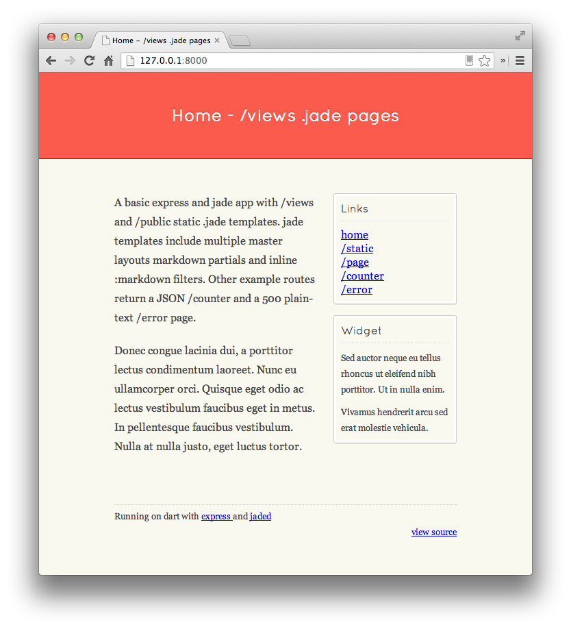 basic jade and express app screenshot