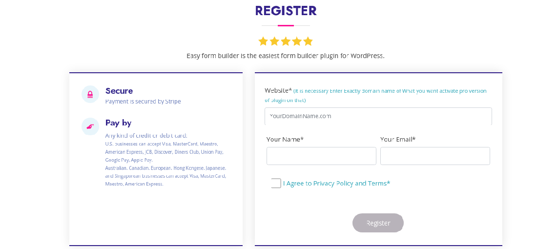 Easy form builder WordPress plugin