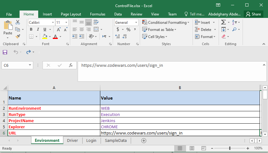 Sample Driver Sheet Mapping