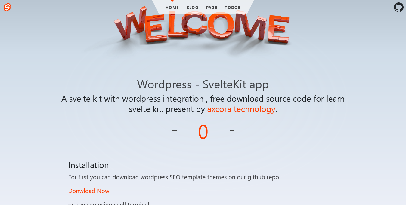 wordpress sveltekit website integrate API