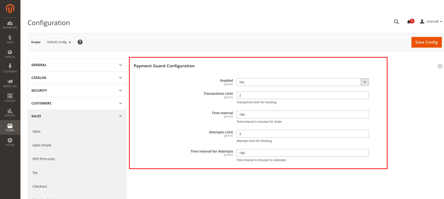 payment guard settings