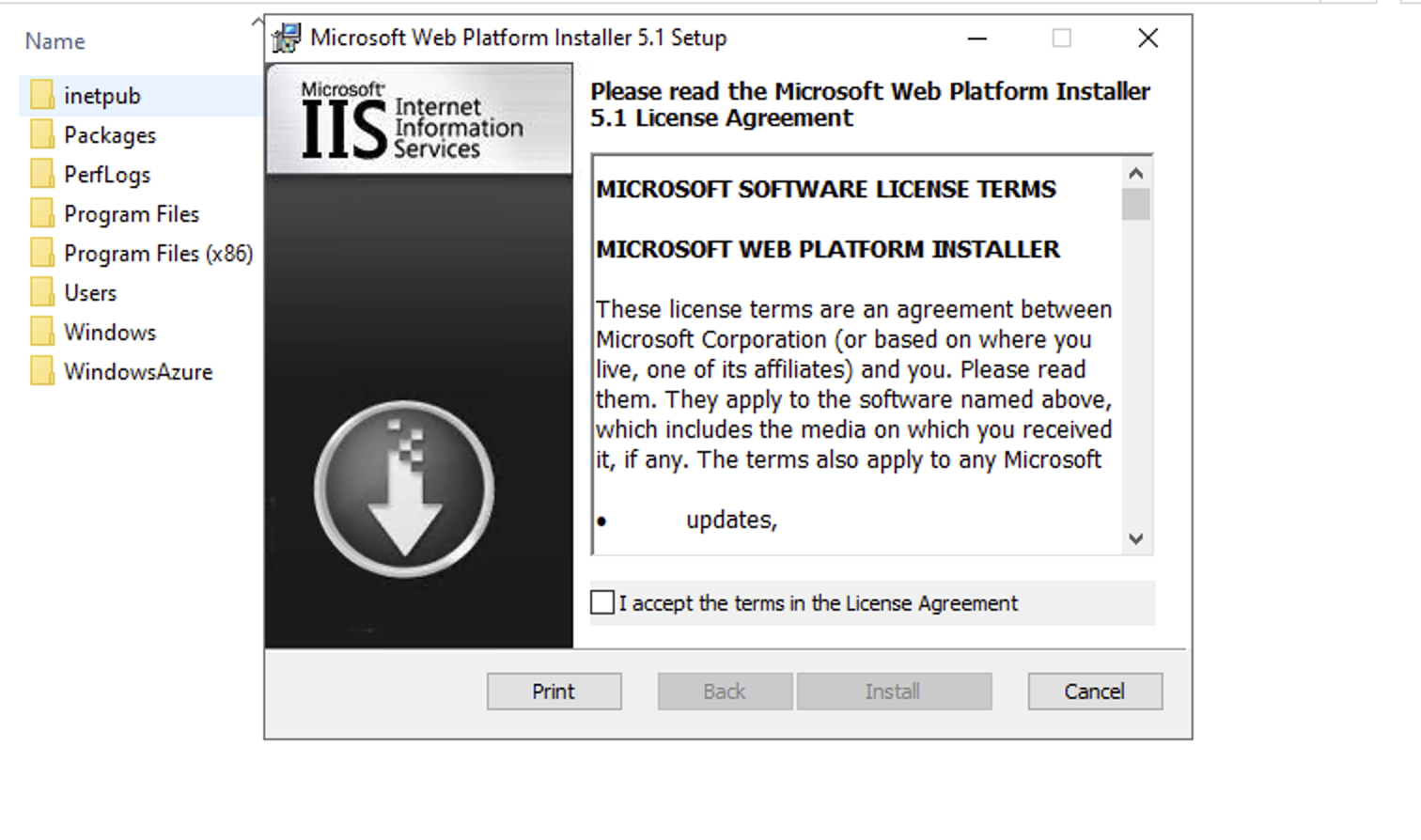 Enable IIS in Windows