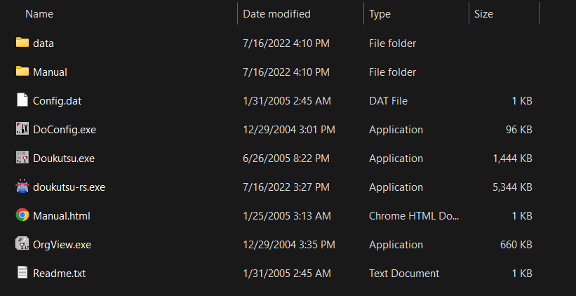 example root directory with doukutsu-rs and vanilla Cave Story