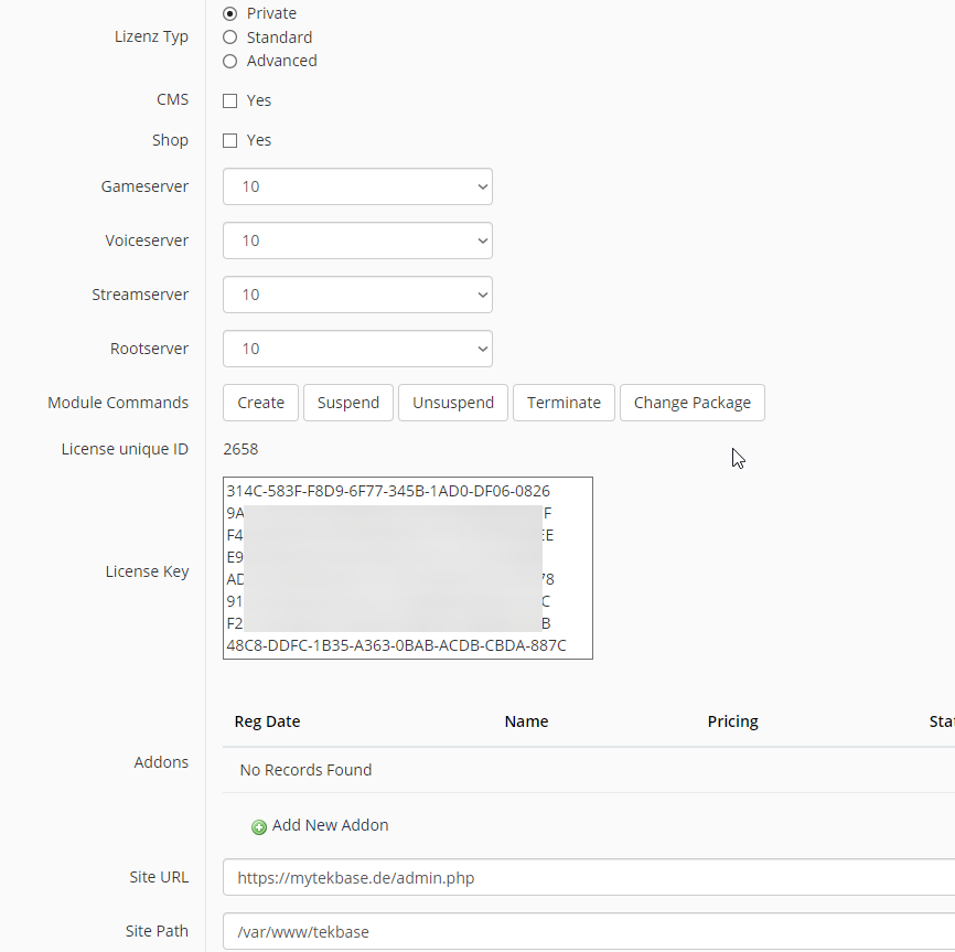 Tekbase Module Admin Area