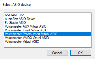 Select ASIO device