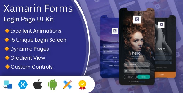 XamUI Xamarin Forms Login Page UI Kit ( Android & iOS )