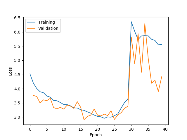 Loss graph, 40 epochs