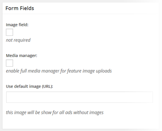 Classifieds - General Settings - Form Fields