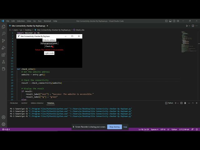 Site-Connectivity-Checker-By-Rayhaan