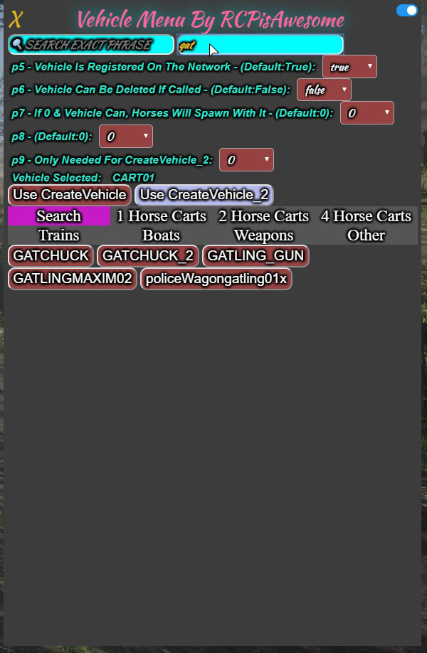 GitHub - RCPisAwesome/RedMRCPVehicles: Vehicle Spawning Script for RedM ...