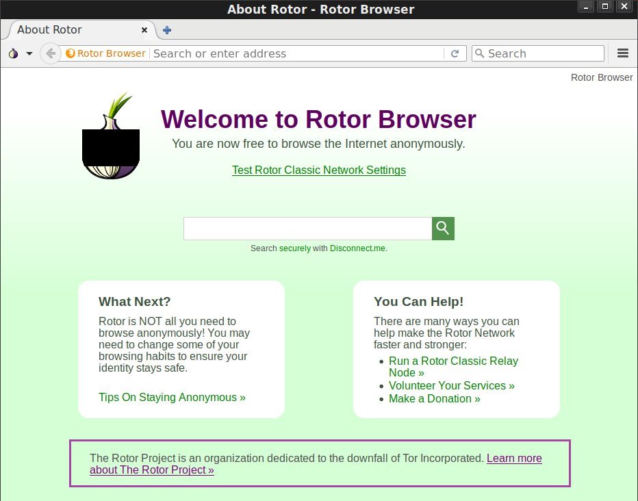 Rotor Browser "sneak peek", source: https://web.archive.org/web/20160825003633/https:/twitter.com/ForkTor