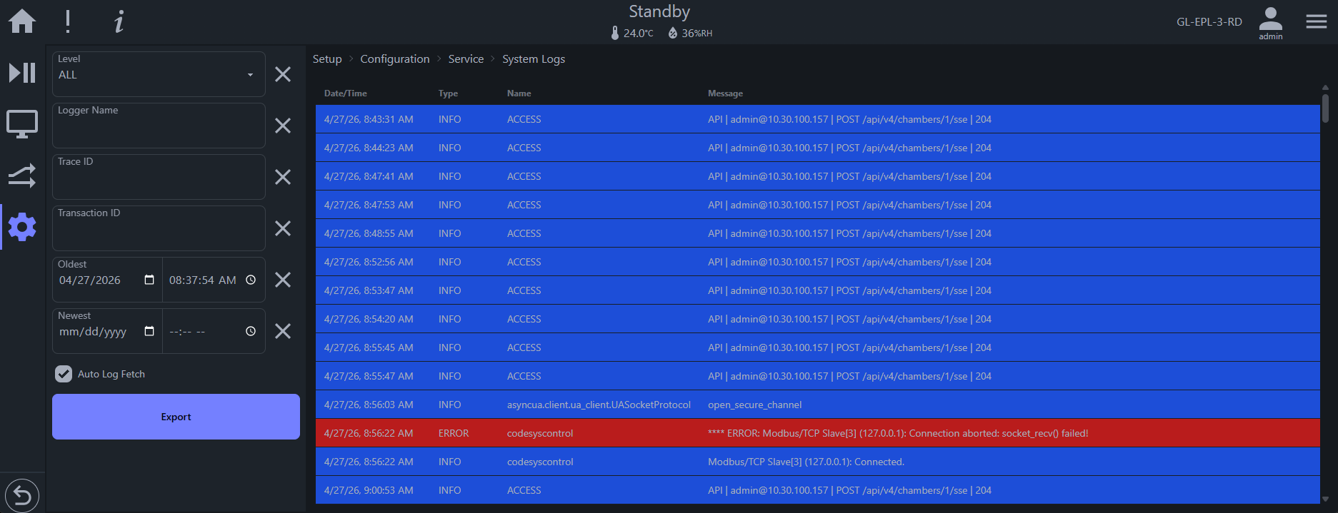 System logs
