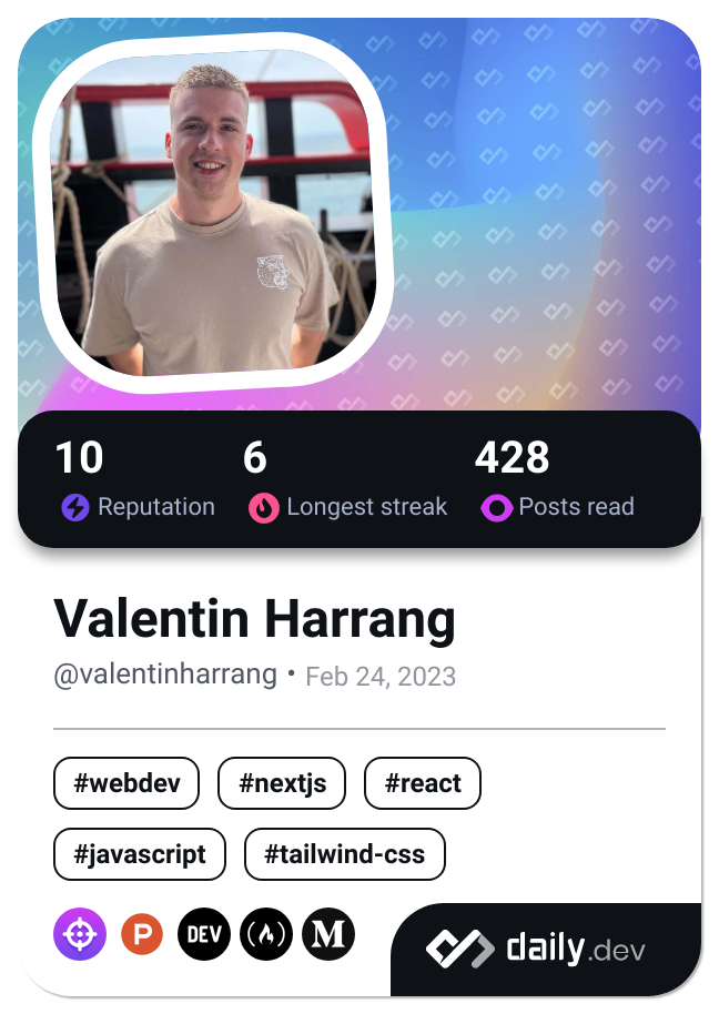 Valentin Harrang's Dev Card