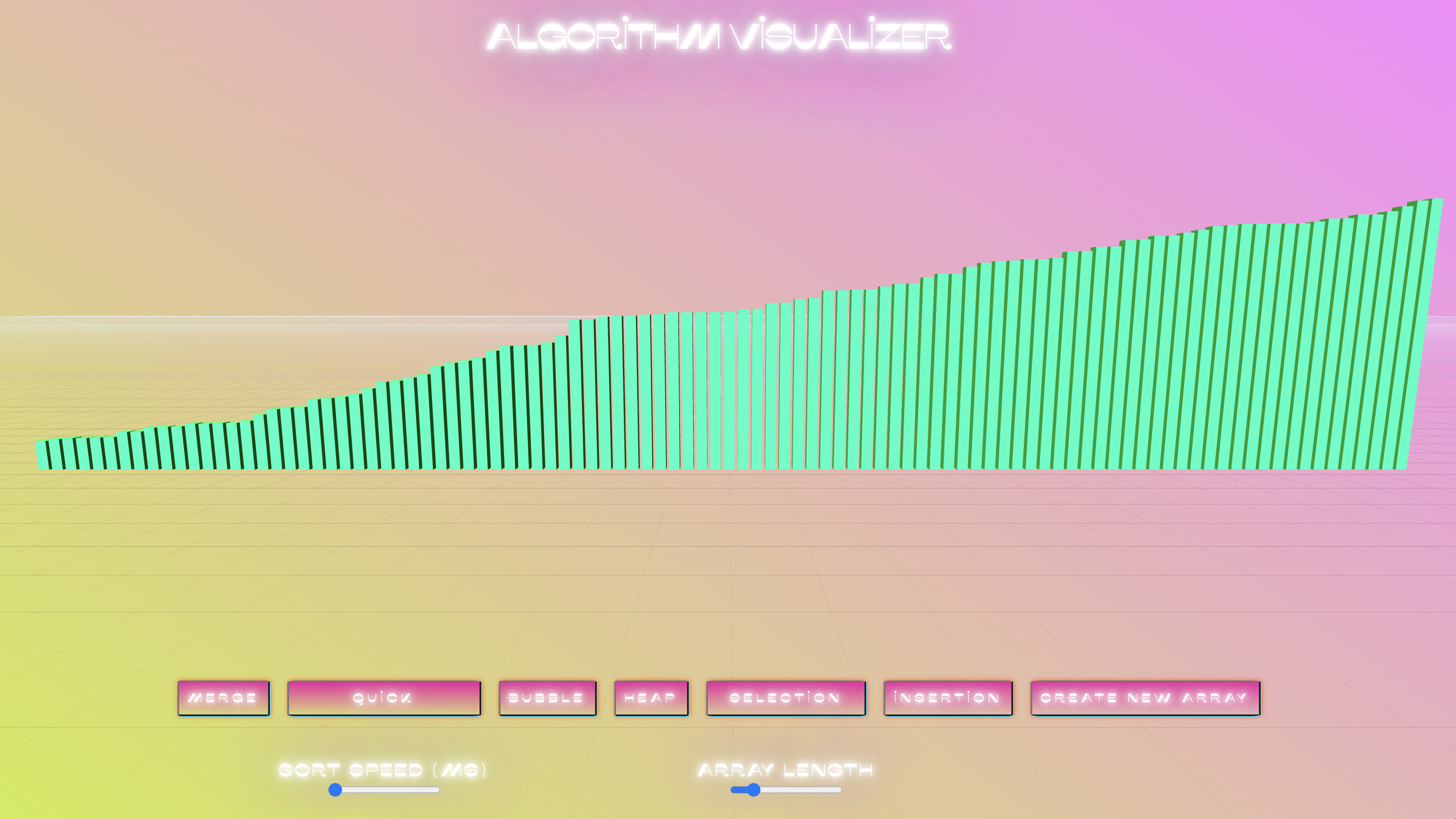 Screen shot of the Algorithm Visualizer Sorted