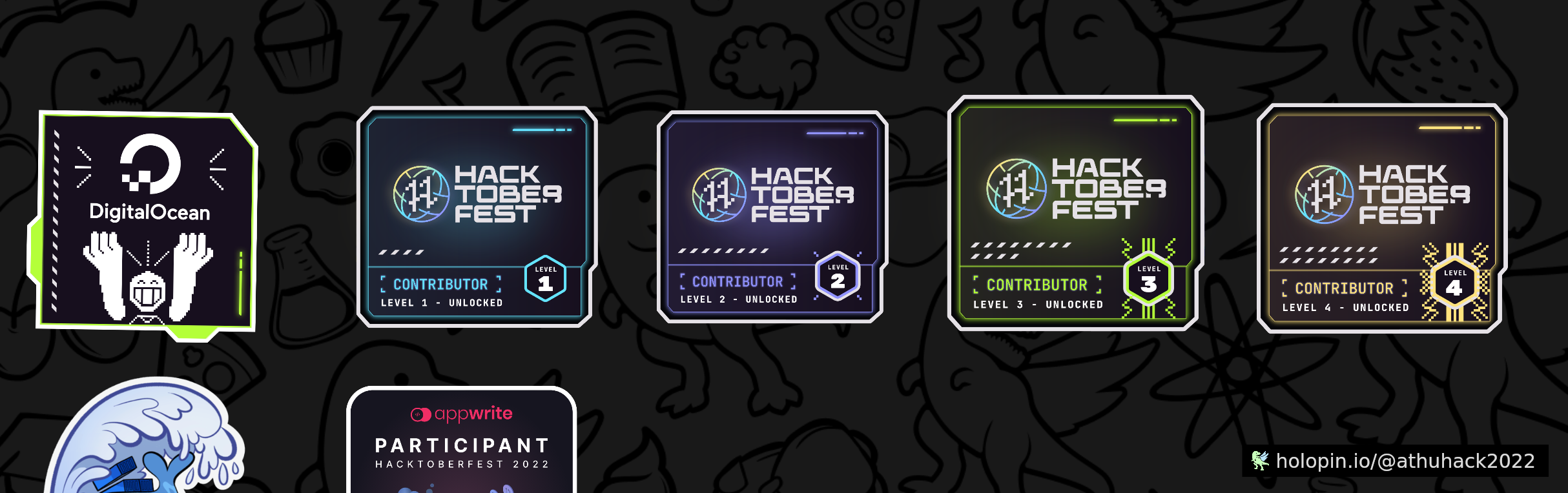 An image of @athuhack2022's Holopin badges, which is a link to view their full Holopin profile