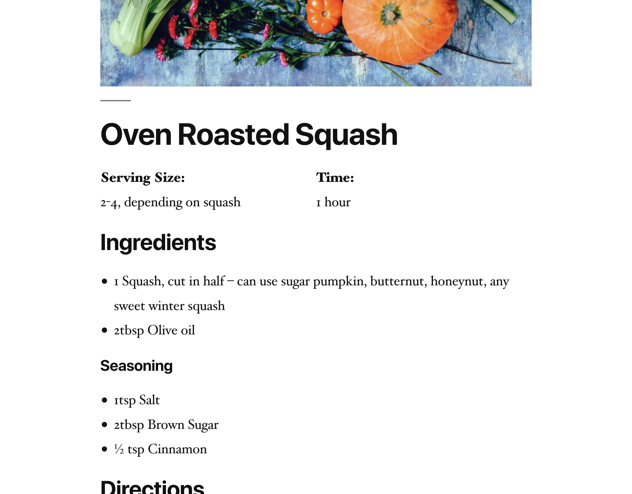 Screenshot of the recipe block