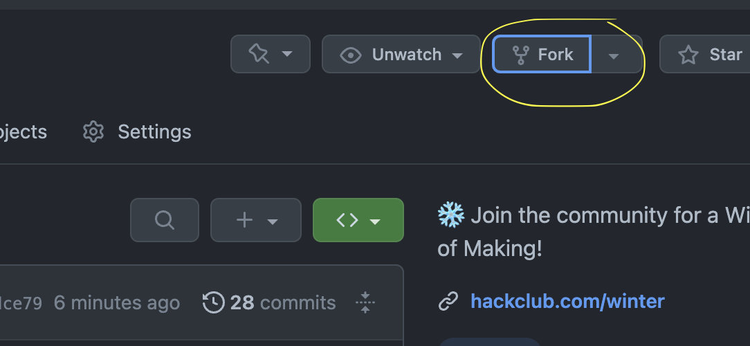 Fork button on GitHub interface