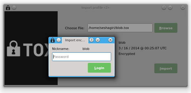 Encrypted User profile import