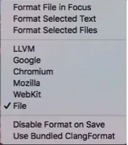 ClangFormat菜单