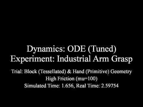 ODE (Tuned) - Industrial Arm Grasp - Tessellated Block - High Friction