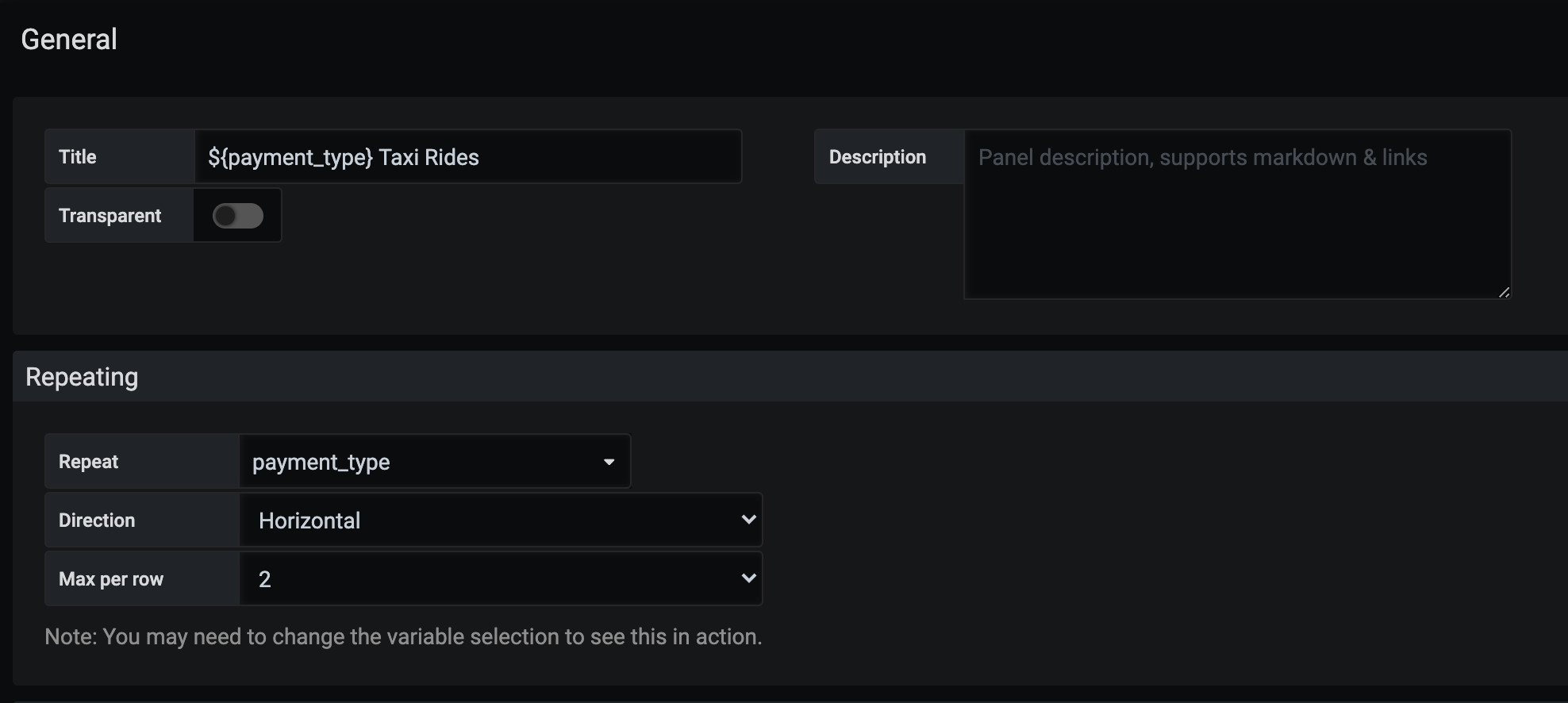 Create a dynamic panel in Grafana