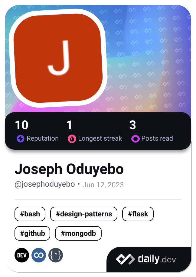 Joseph Oduyebo's Dev Card