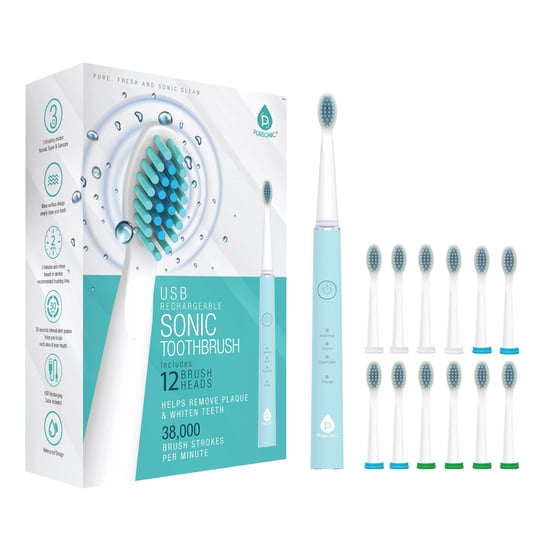 pursonic-usb-rechargeable-sonic-toothbrush-with-12-brush-heads-green-1
