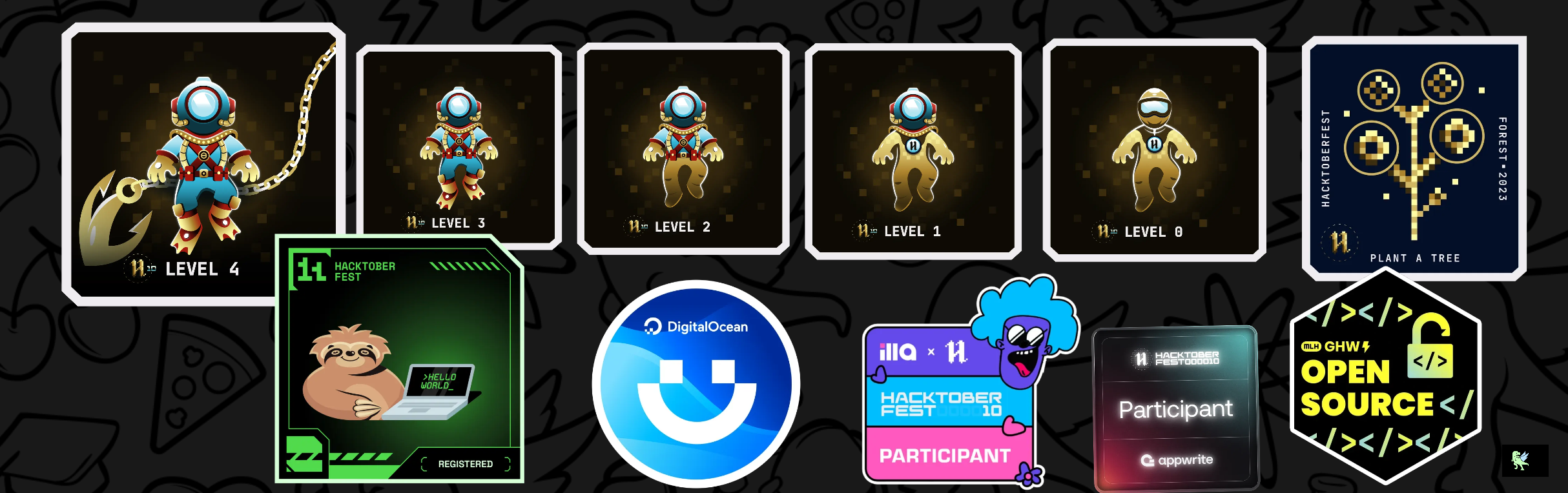 An image of @spideywebb's Holopin badges, which is a link to view their full Holopin profile