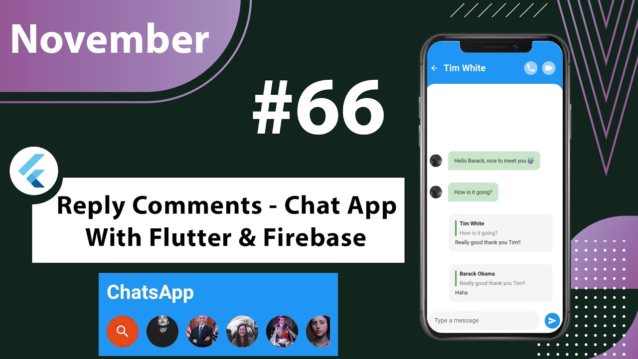 Reply Comments - Chat App With Flutter & Firebase - Flutter YouTube video