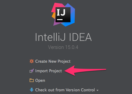 "Import Project" button in IntelliJ