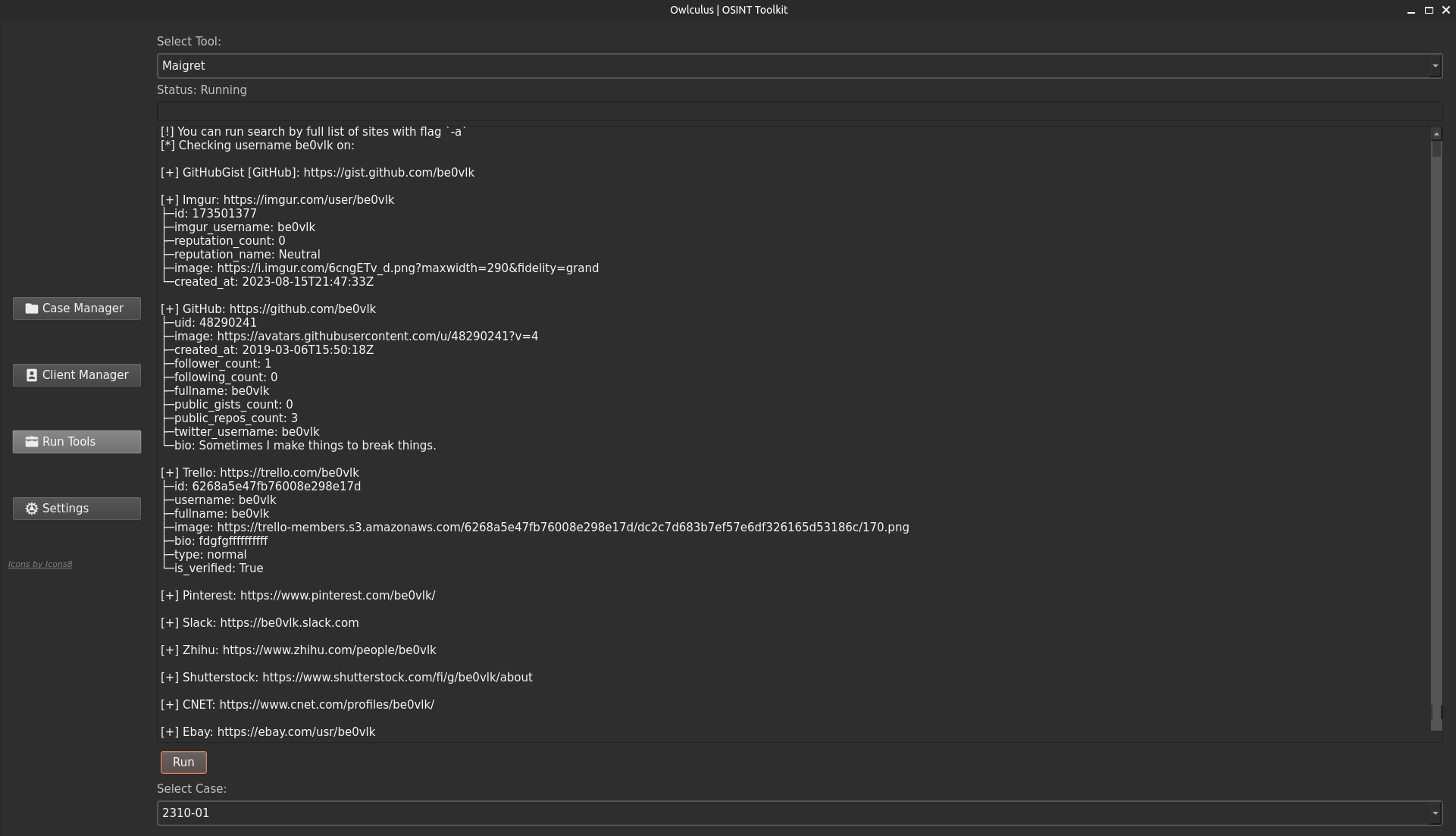 GitHub - be0vlk/owlculus-gui: Python GUI application for managing OSINT ...