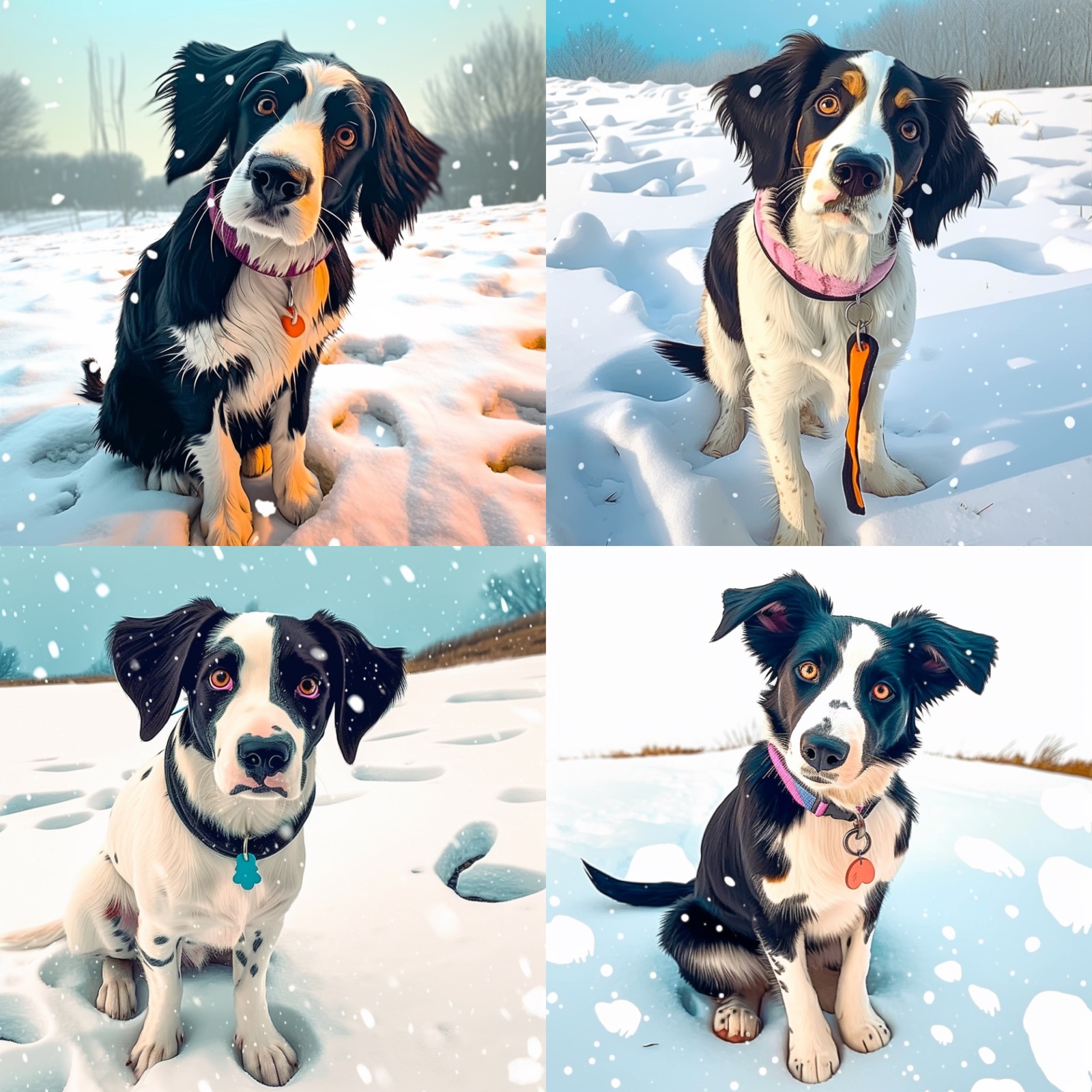 cartoon style dog in the snow