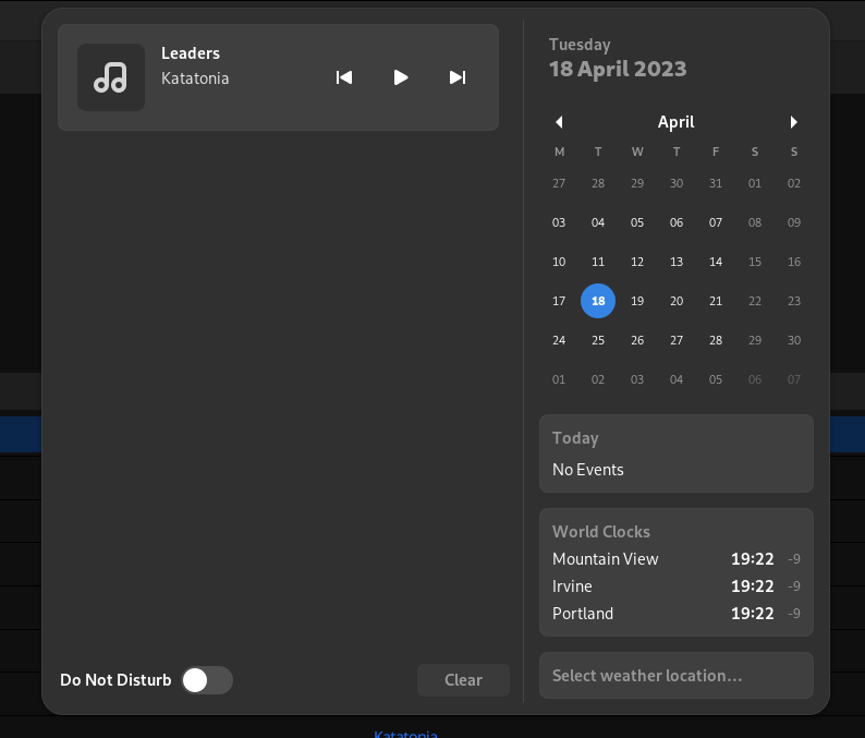 Gnome control center showing MPRIS support