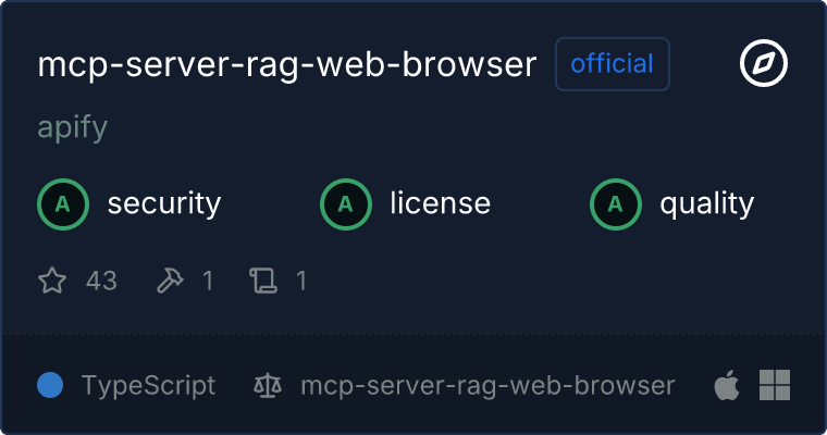 Model Context Protocol (MCP) Server for the RAG Web Browser Actor 🌐