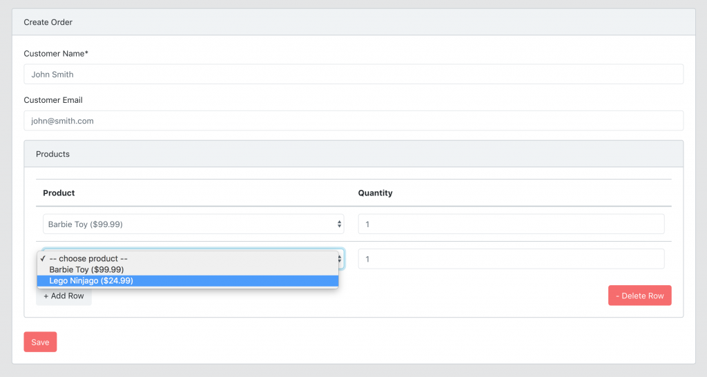 Laravel master-detail form