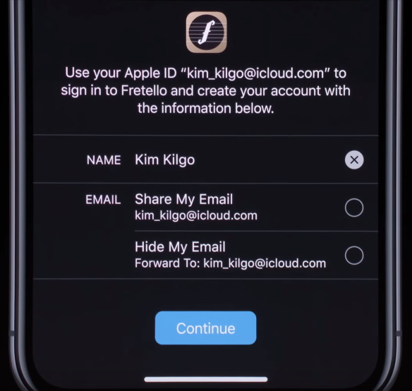 log in with apple