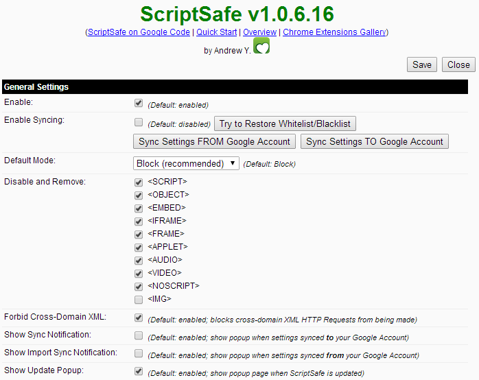 scriptsafesetting