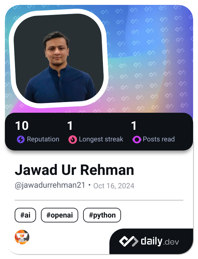 Jawad Ur Rehman's Dev Card